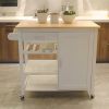 Kitchen Island Cart with drawers, cabinets, wine racks, partitions, towel racks, White-Beech