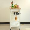 Kitchen Island Cart with drawers, cabinets, wine racks, partitions, towel racks, White-Beech