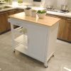 Kitchen Island Cart with drawers, cabinets, wine racks, partitions, towel racks, White-Beech