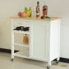 Kitchen Island Cart with drawers, cabinets, wine racks, partitions, towel racks, White-Beech