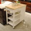 Kitchen Island Cart with drawers, cabinets, wine racks, partitions, towel racks, White-Beech