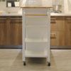Kitchen Island Cart with drawers, cabinets, wine racks, partitions, towel racks, White-Beech