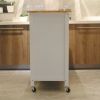Kitchen Island Cart with drawers, cabinets, wine racks, partitions, towel racks, White-Beech