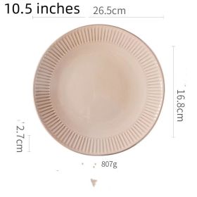 Vintage Ceramic Round Dessert Plate Rice Bowl (Option: Mud color-10.5inches-4PCS)
